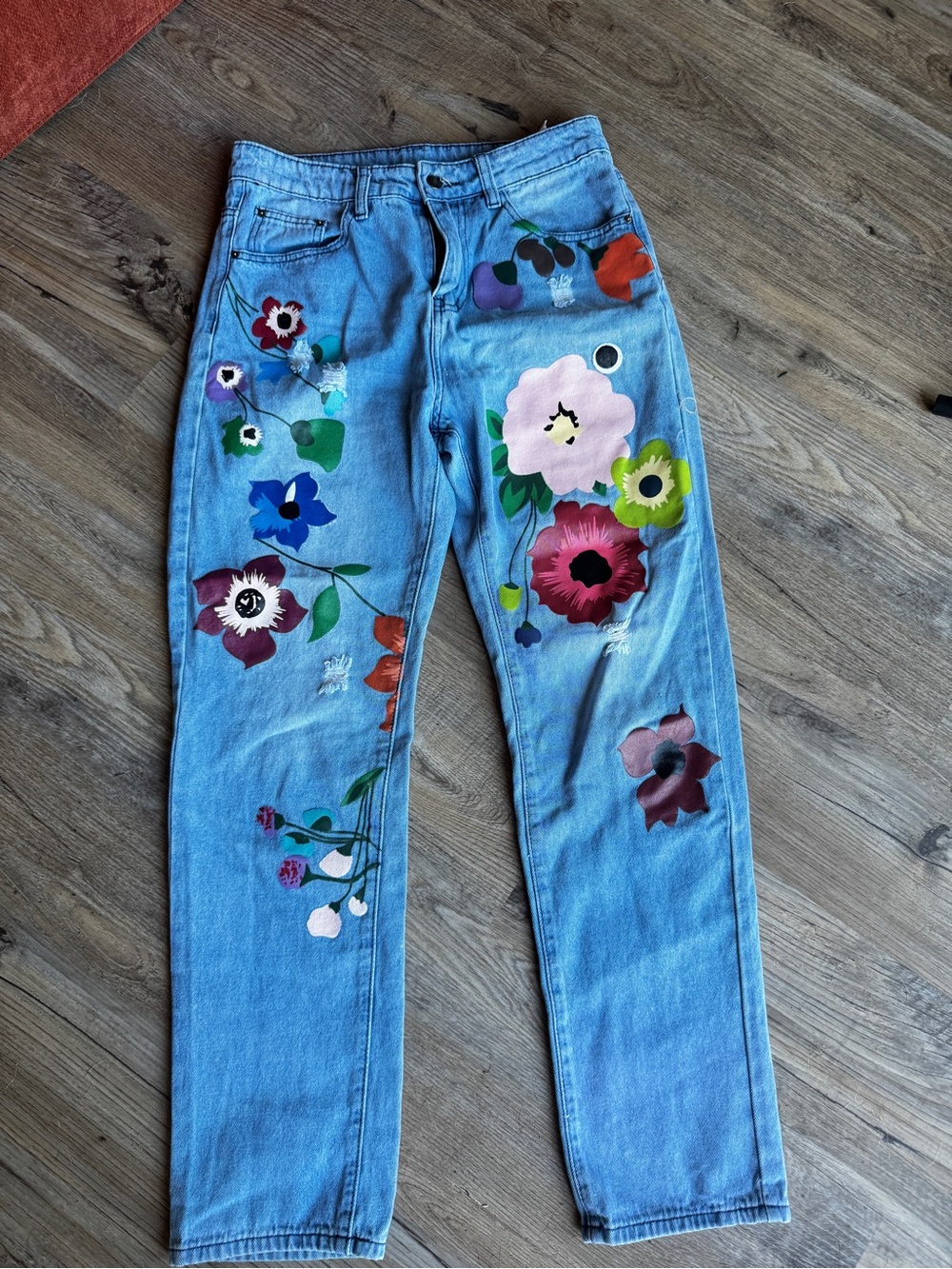 Printed Floral Light Blue Women's Jeans